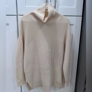 100% cashmere cream Nordstrom Signature funnel neck women’s sweater